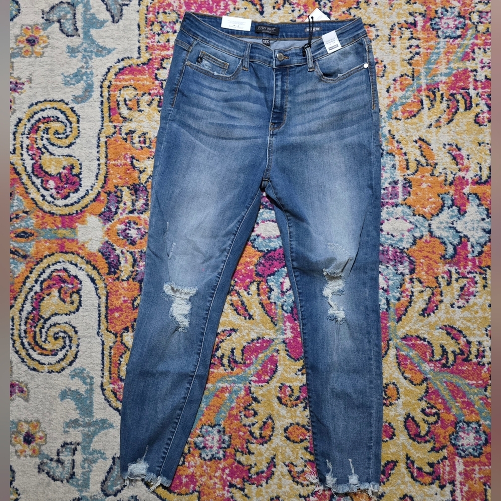 NWT Women's Judy Blue Distressed High Waist Jeans, Size 15/32 JB82150MD
